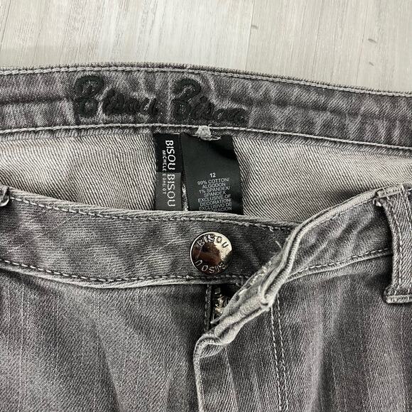 Bisou Bisou Straight Wide Leg High Rise Zipper Leg Accent Michele Bohbot 12 - Picture 5 of 11